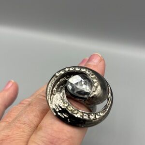 Silver and Black Swirl Statement Ring JP310 2/$20